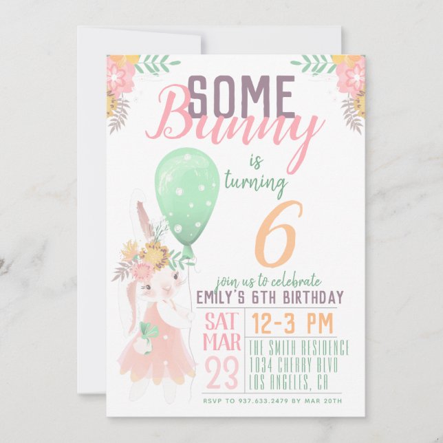 Invitation Carton d'invitation d'anniversaire de Some Bunny (Devant)