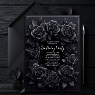 Invitation Carton d'invitation d'anniversaire Elégantes Roses