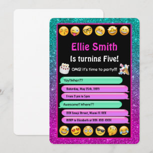 Invitation Carton d'invitation d'anniversaire Emoji modifiabl