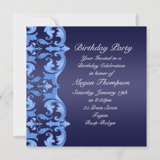 Invitation Carton d'invitation d'anniversaire en damas à tour