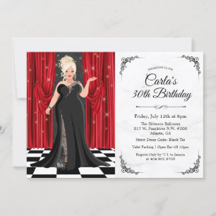 Invitation Carton d'invitation d'anniversaire en robe élégant
