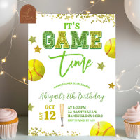 Carton d'invitation d'anniversaire fille softball