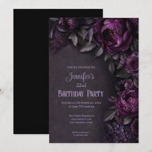 Invitation Carton d'invitation d'anniversaire Fleurs Mauves M
