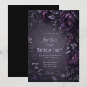 Invitation Carton d'invitation d'anniversaire Fleurs Mauves M