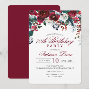 Invitation Carton d'invitation d'anniversaire floral de Bourg