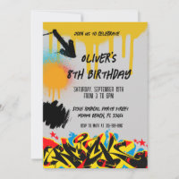 Carton d'invitation d'anniversaire graffiti peintu