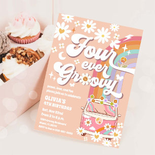 Invitation Carton d'invitation d'anniversaire Groovy Rainbow