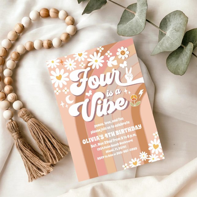 Invitation Carton d'invitation d'anniversaire Groovy Retro Da (Créateur téléchargé)