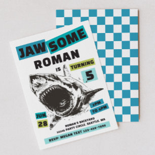 Invitation Carton d'invitation d'anniversaire Jaw-Some Shark
