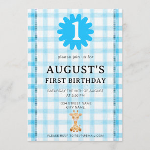 Invitation Carton d'invitation d'anniversaire Koala à carreau