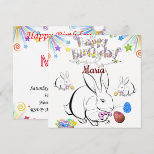 Invitation Carton d'invitation d'anniversaire Lapin