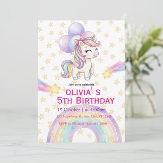 Invitation Carton d'invitation d'anniversaire Licorne | Fête 