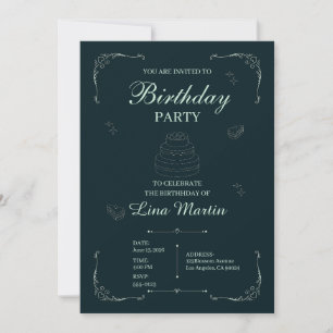 Invitation Carton d'invitation d'anniversaire Menthe Sauge