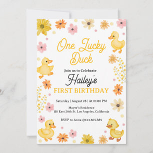 Invitation Carton d'invitation d'anniversaire One Lucky Duck