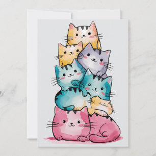 Invitation Carton d'invitation d'anniversaire pour chats arc-