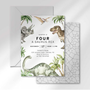 Invitation Carton d'invitation d'anniversaire Quatre A-Saurus