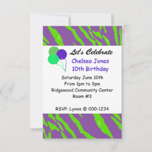 Invitation Carton d'invitation d'anniversaire rayures de tigr