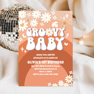 Invitation Carton d'invitation d'anniversaire rétro groovy Da