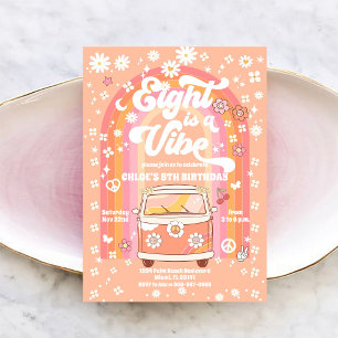 Invitation Carton d'invitation d'anniversaire rétro hippie