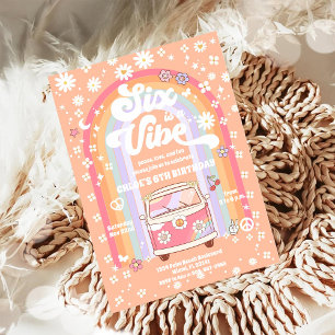 Invitation Carton d'invitation d'anniversaire rétro hippie