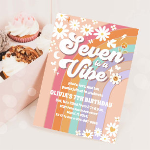Invitation Carton d'invitation d'anniversaire Retro Rainbow D