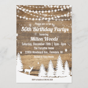Invitation Carton d'invitation d'anniversaire rustique d'hive