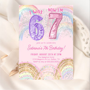 Invitation Carton d'invitation d'anniversaire Sequin Rainbow