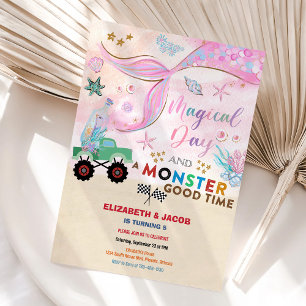 Invitation Carton d'invitation d'anniversaire Sirène et Monst