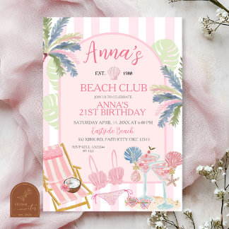 Invitation Carton d'invitation d'anniversaire Stripes Preppy