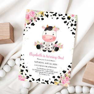 Invitation Carton d'invitation d'anniversaire Vache sacrée