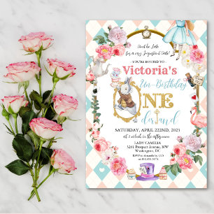 Invitation Carton d'invitation d'anniversaire vintage Alice a