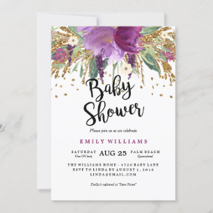 Invitation Carton d'invitation de baby shower à l'améthyste p
