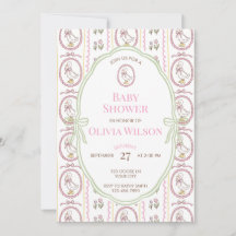 Carton d'invitation de baby shower Editable Pink G
