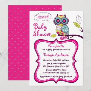 Invitation Carton d'invitation de baby shower Fille Rose Chau