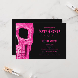 Invitation Carton d'invitation de baby shower fille rose crân