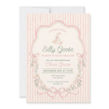 Carton d'invitation de baby shower Fleur Rose pour