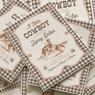 Invitation Carton d'invitation de baby shower western à carre