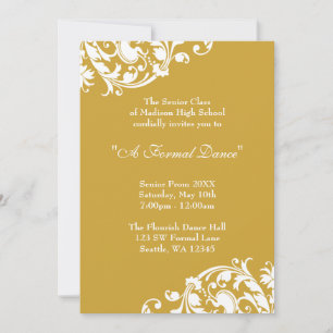 Invitation Carton d'invitation de bal de promo officiel en or