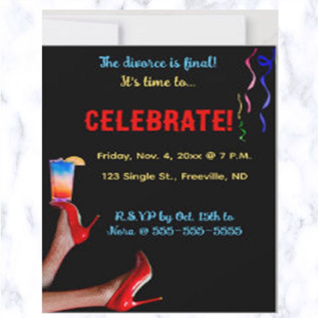 Invitation Carton d'invitation de célébration à talons hauts  (Divorce final? Bridesmaid's bachelorette? Girls' night out? This is the perfect invitation for you!)