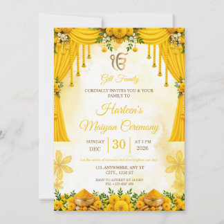Invitation Carton d'invitation de cérémonie Maiyan jaune mout