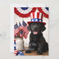 Carton d'invitation de chiot Labrador noir patriot