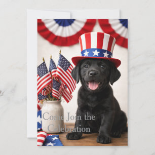 Invitation Carton d'invitation de chiot Labrador noir patriot