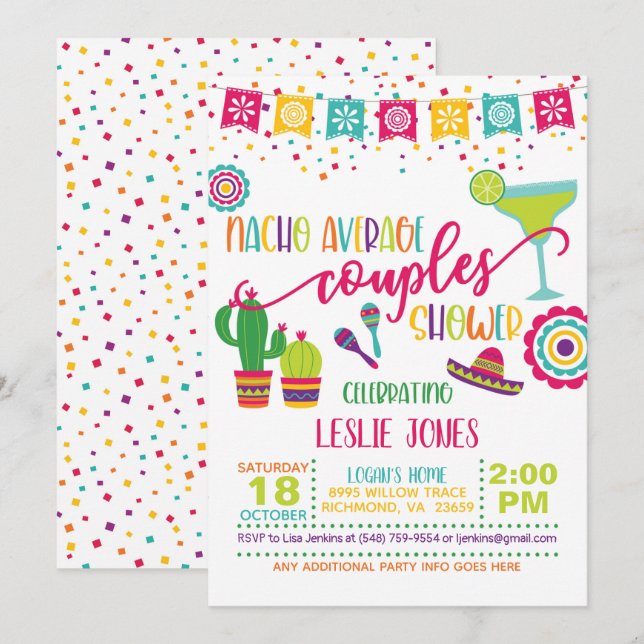 Invitation Carton d'invitation de douche de couple moyen Nach (Devant / Derrière)