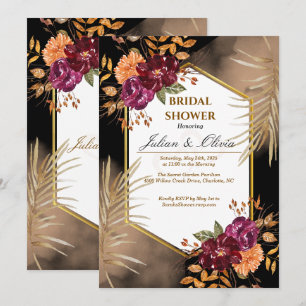 Invitation Carton d'invitation de douche de mariée bordeaux e