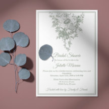 Carton d'invitation de douche de mariée gris sauge