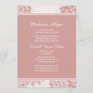 Invitation Carton d'invitation de fête à fleurs blanches rose