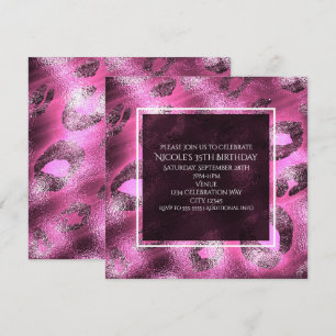Invitation Carton d'invitation de fête à motif léopard rose g