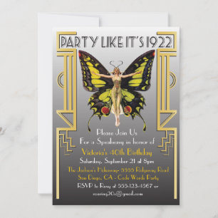 Invitation Carton d'invitation de fête Art Déco des Années Fo