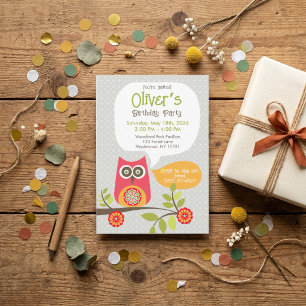 Invitation Carton d'invitation de fête d'anniversaire Chouett