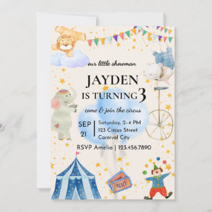 Invitation Carton d'invitation de fête d'anniversaire cirque